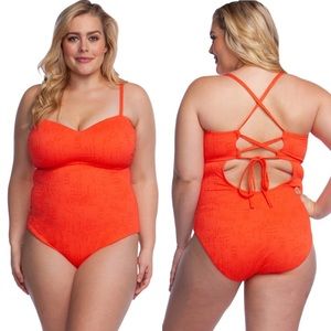 Lucky Brand Coral Doheny Beach One-Piece Swimsuit